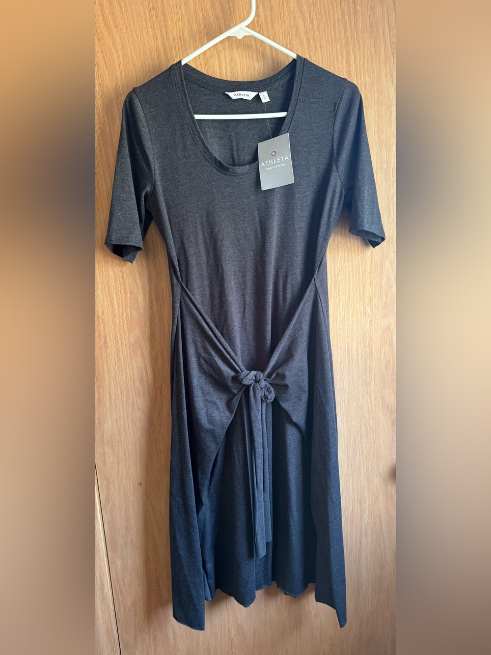 Athleta Black Tie-Knot Midi Scoop Dress